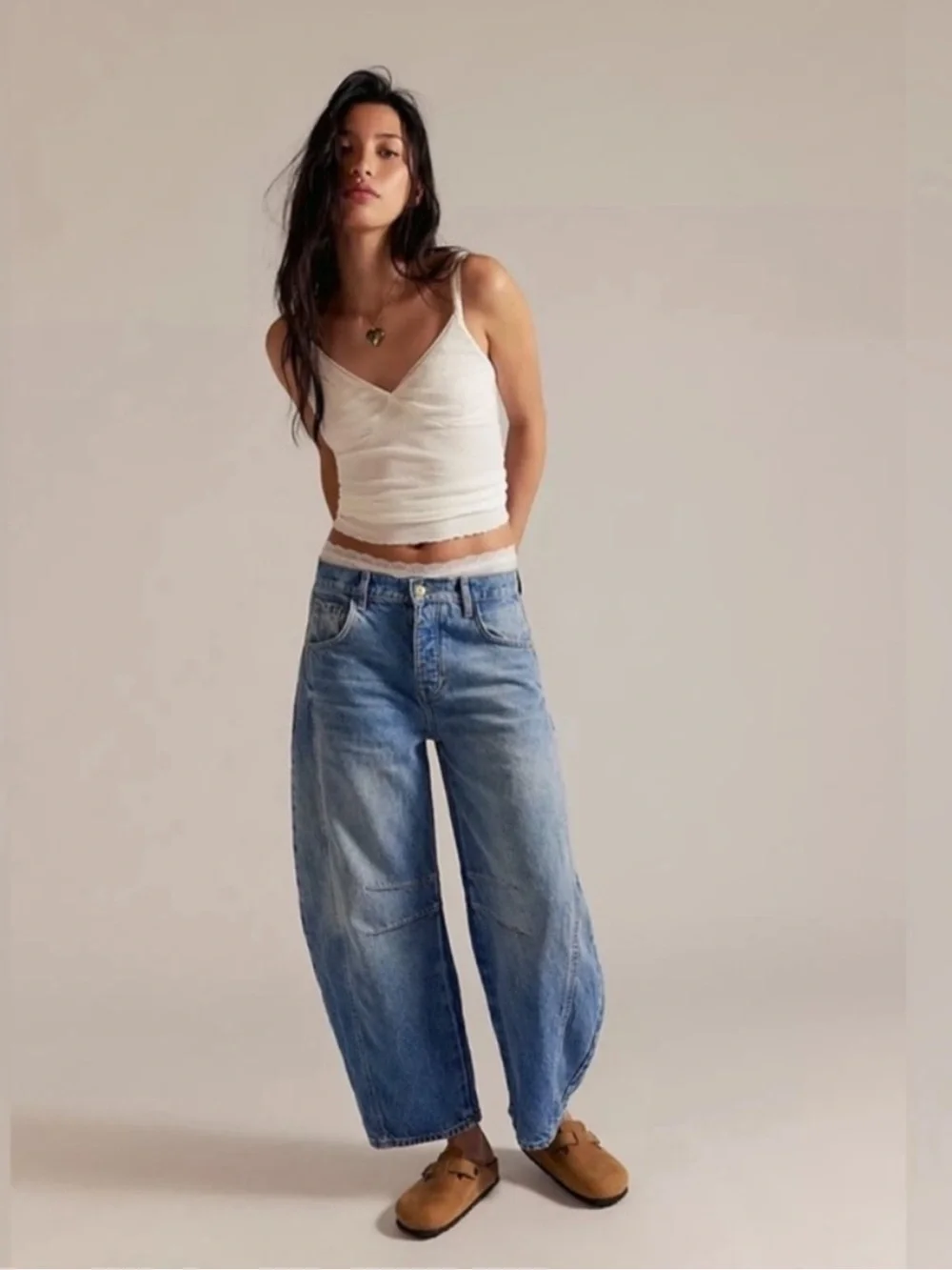 Free People We The Free Good Luck Mid Rise Barrel Jeans